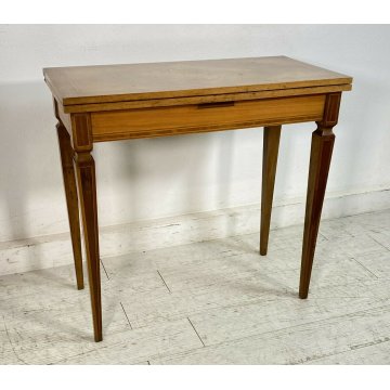 ANTICO TAVOLO DA GIOCO INTARSIATO LEGNO MASSELLO NOCE 1900 GAME TABLE TAVOLINO 