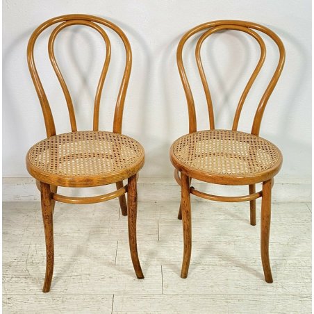 ANTICA COPPIA SEDIA PAGLIA DI VIENNA THONET LEGNO FAGGIO CHAIR EPOCA PRIMI 1900 
