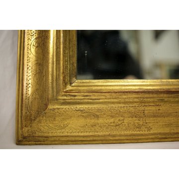 ANTICA CORNICE DORATA SPECCHIO PARETE LEGNO ORO GOLDEN FRAME MIRROR fine  XIX sec