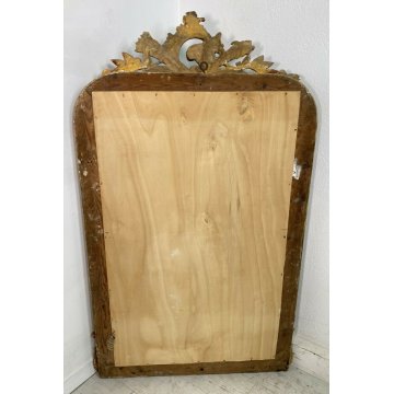 ANTICA SPECCHIERA 1800 CAMINIERA VASSOIO CORNICE LEGNO GESSO FOGLIA ORO SCOLPITA