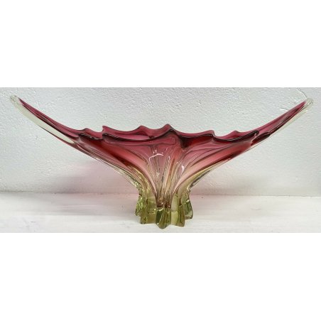 VASO CENTROTAVOLA DESIGN VETRO MURANO ARTIGIANALE VASSOIO VINTAGE EPOCA 1960