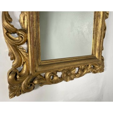 ANTICA SPECCHIERA 800 VASSOIO CORNICE LEGNO FOGLIA ORO SCOLPITA SPECCHIO CORNICE