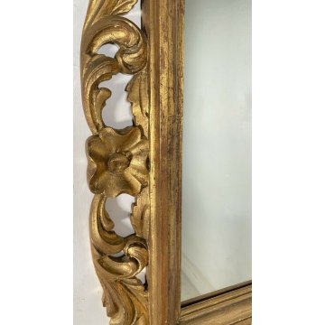 ANTICA SPECCHIERA 800 VASSOIO CORNICE LEGNO FOGLIA ORO SCOLPITA SPECCHIO CORNICE