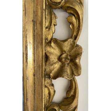 ANTICA SPECCHIERA 800 VASSOIO CORNICE LEGNO FOGLIA ORO SCOLPITA SPECCHIO CORNICE