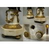 ANTICO COPPIA CANDELABRO 4 LUMI PUTTO DECORO GIGLIO BRONZO DORATO IMPERO '800