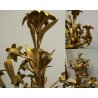 ANTICO COPPIA CANDELABRO 4 LUMI PUTTO DECORO GIGLIO BRONZO DORATO IMPERO '800