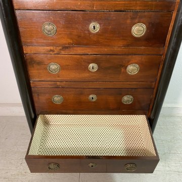 ANTICO MOBILE SETTIMANALE STILE IMPERO LEGNO NOCE CASSETTI 1800 CASSETTONE EPOCA