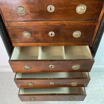 ANTICO MOBILE SETTIMANALE STILE IMPERO LEGNO NOCE CASSETTI 1800 CASSETTONE EPOCA