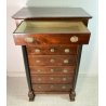 ANTICO MOBILE SETTIMANALE STILE IMPERO LEGNO NOCE CASSETTI 1800 CASSETTONE EPOCA
