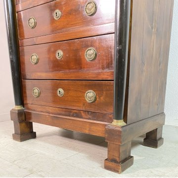 ANTICO MOBILE SETTIMANALE STILE IMPERO LEGNO NOCE CASSETTI 1800 CASSETTONE EPOCA