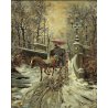 ANTICO QUADRO OLIO TELA G. SALVI Vecchia Milano INVERNO NEVE CARROZZA COCCHIERE 