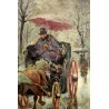 ANTICO QUADRO OLIO TELA G. SALVI Vecchia Milano INVERNO NEVE CARROZZA COCCHIERE 