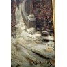 ANTICO QUADRO OLIO TELA G. SALVI Vecchia Milano INVERNO NEVE CARROZZA COCCHIERE 