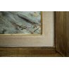 ANTICO QUADRO OLIO TELA G. SALVI Vecchia Milano INVERNO NEVE CARROZZA COCCHIERE 