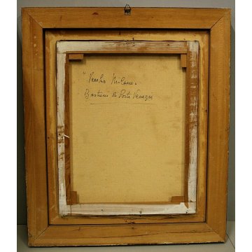 ANTICO QUADRO OLIO TELA G. SALVI Vecchia Milano INVERNO NEVE CARROZZA COCCHIERE 