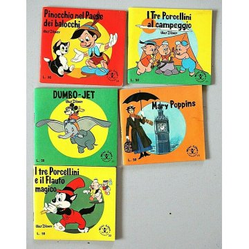 Lotto n° 5 MINI LIBRO Mondadori  Walt Disney PINOCCHIO MARY POPPINS ANNI '60