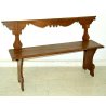 ANTICA GRANDE PANCA epoca 1800 LEGNO MASSELLO NOCE PANCHINA con SCHIENALE CHIESA
