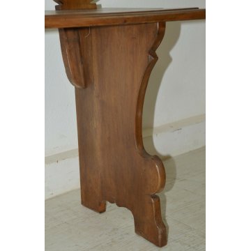 ANTICA GRANDE PANCA epoca 1800 LEGNO MASSELLO NOCE PANCHINA con SCHIENALE CHIESA