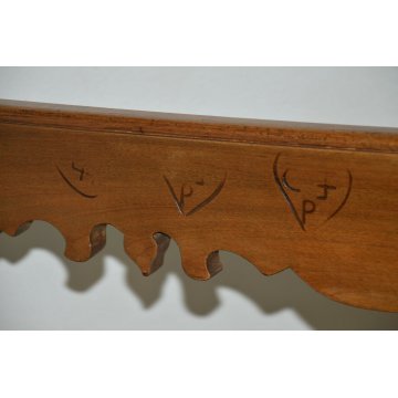 ANTICA GRANDE PANCA epoca 1800 LEGNO MASSELLO NOCE PANCHINA con SCHIENALE CHIESA