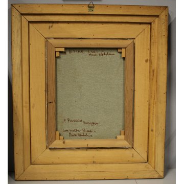 GRANDE QUADRO OLIO TELA N. Mucci PAESAGGIO MONTAGNA con FIGURA NEVE SOLE 900