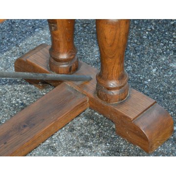 GRANDE antico TAVOLO a CAVALLETTO legno ROVERE 275X75 CM. anni 60 SALA BAR BAITA