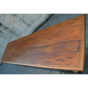 GRANDE antico TAVOLO a CAVALLETTO legno ROVERE 275X75 CM. anni 60 SALA BAR BAITA