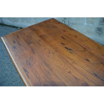 GRANDE antico TAVOLO a CAVALLETTO legno ROVERE 275X75 CM. anni 60 SALA BAR BAITA