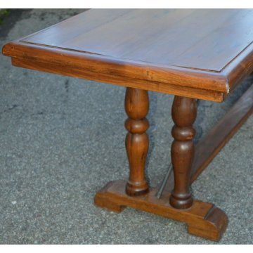 GRANDE antico TAVOLO a CAVALLETTO legno ROVERE 275X75 CM. anni 60 SALA BAR BAITA