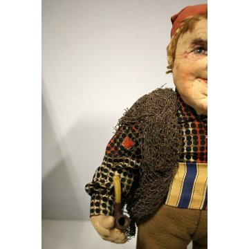 ANTICA RARA BAMBOLA GENOVESE in PANNO MARITO PESCATORE Yvonne Spaggiari (?) 1930