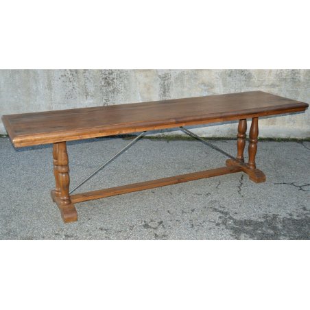 GRANDE antico TAVOLO a CAVALLETTO 275X75 CM. legno ROVERE anni 60 SALA BAR BAITA