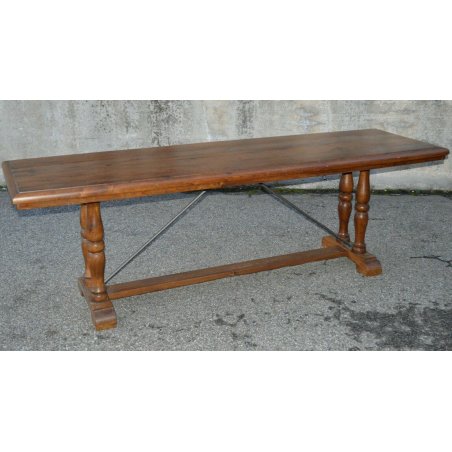 GRANDE antico TAVOLO a CAVALLETTO legno ROVERE 247X75 CM. anni 60 SALA BAR BAITA