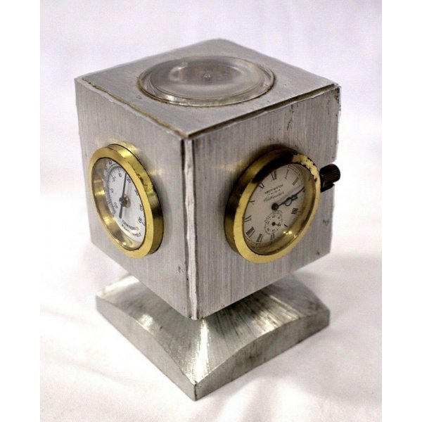 OROLOGIO TAVOLO TABLE WATCH CUBO METALLO HOROLOGE DE BUREAU SWISS