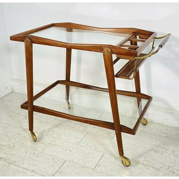CARRELLO BAR CESARE LACCA PORTA VIVANDE ANNI 50 DESIGN MID CENTURY LEGNO VETRO 
