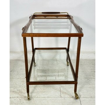 CARRELLO BAR CESARE LACCA PORTA VIVANDE ANNI 50 DESIGN MID CENTURY LEGNO VETRO 