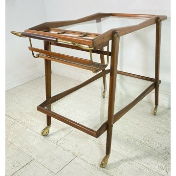 CARRELLO BAR CESARE LACCA PORTA VIVANDE ANNI 50 DESIGN MID CENTURY LEGNO VETRO 