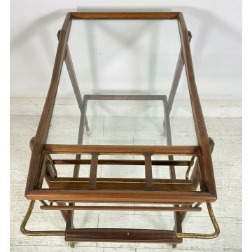 CARRELLO BAR CESARE LACCA PORTA VIVANDE ANNI 50 DESIGN MID CENTURY LEGNO VETRO 