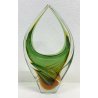 ANTICO VASO VETRO MURANO SOMMERSO FLAVIO POLI VERDE ARANCIONE VASE ANNI 60/70 