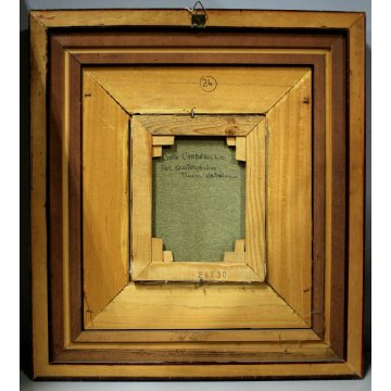 QUADRO OLIO TELA N.Mucci Sotto l'ombrello NEBBIA PIOGGIA FIGURA OMBRELLO BASTONE