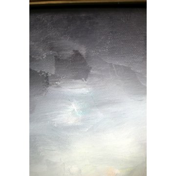 QUADRO OLIO TELA N.Mucci Sotto l'ombrello NEBBIA PIOGGIA FIGURA OMBRELLO BASTONE