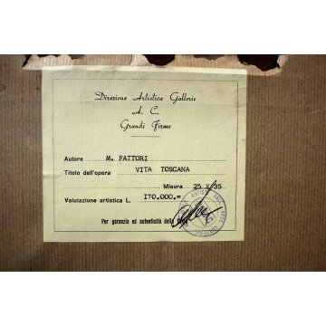 ANTICO QUADRO OLIO Mario Fattori CAMPAGNA TOSCANA SCENA di GENERE OVILE PECORE