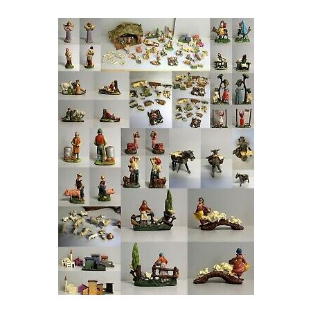 Lotto 32pz STATUINE PRESEPE NATIVITA NATALE GESSO/PASTA/LEGNO ANNI '50 ITALY
