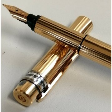 PENNA STILOGRAFICA Cartier SANTOS nib ORO 18k vintage GOLDEN FOUNTAIN PEN BOX