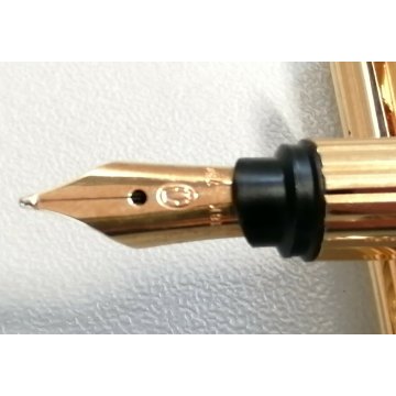 PENNA STILOGRAFICA Cartier SANTOS nib ORO 18k vintage GOLDEN FOUNTAIN PEN BOX