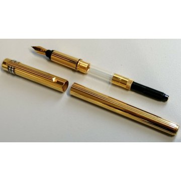 PENNA STILOGRAFICA Cartier SANTOS nib ORO 18k vintage GOLDEN FOUNTAIN PEN BOX