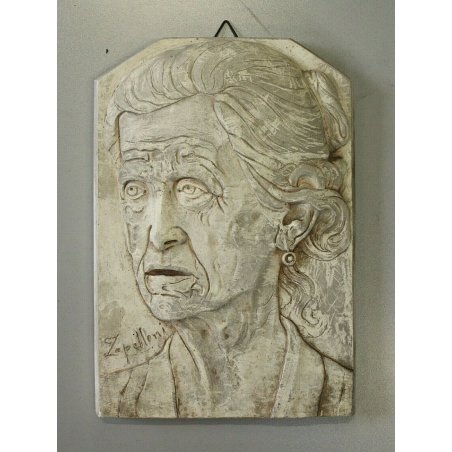 FORMELLA BASSORILIEVO GESSO Andrea Zapelloni VOLTO FIGURA FEMMINILE STRESA '900