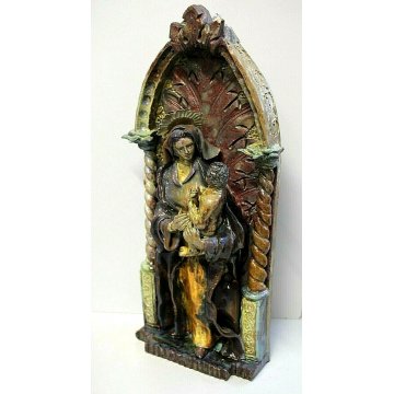 ANTICA SCULTURA CERAMICA CALTAGIRONE G. Bonaccorso MARIA GESU RELIGIOSO SICILIA 
