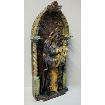 ANTICA SCULTURA CERAMICA CALTAGIRONE G. Bonaccorso MARIA GESU RELIGIOSO SICILIA 