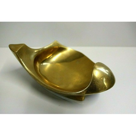 SCULTURA BRONZO DORATO FORMA ASTRATTA FIRMATA VINTAGE BOWL BRASS SIGNED '900