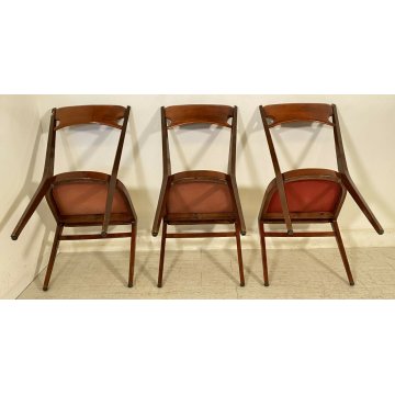 LOTTO 6 SEDIA DESIGN LEGNO MOGANO SKY SET SALA SALOTTO CHAIR ANNI 50 VINTAGE 