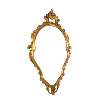 ANTICA SPECCHIERA SPECCHIO OVALE CORNICE SCOLPITA DORATA STILE BAROCCO LEGNO 